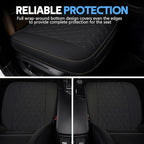 wuyaoyao Leather Car Seat Bottom Covers, Anti-Slip Front Seat Covers for Car, Auto Seat Cover Cushion Pad, Full Wrap Bottom Auto Seat Protector with Pocket Suitable for Most Vehicles (Black)