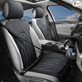 2 Pack Leather Front Car Seat Covers, Universal Sideless Car Seat Protectors with Storage Pocket and Seat Belt Pads, Waterproof Automotive Seat Cover for Cars Trucks SUV(Black)