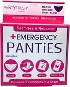 Emergency Panties 4in1 Kit Includes Seamless Bikini Underwear, Fresh Wipe & Liner Accidents Travel On-The-Go Hygiene Toiletry Kit Black Bikini