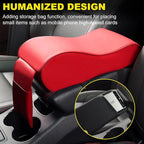 Car Armrest Cushion, Soft Memory Foam Auto Armrest Pillow with Storage Bag, Leather Center Console Arm Rest Padded Cushion with Phone Holder, Universal Car Accessories (Red)