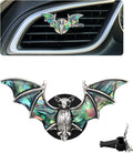 Bat Air Vent Clip Car Air Freshener Outlet Clips Natural Abalone Shell Seashell Color Vampire Bat Car Accessories Gothic Car Decor Refillable Car Diffuser Clips (Small Bat)