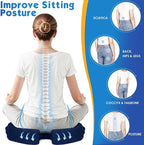 TushGuard Seat Cushion for Office Chair Memory Foam Non-Slip Desk Seat Cushion Back, Coccyx, Sciatica, Tailbone Pain Relief Butt Pillow for Office Chair, Car, Wheelchair, Blue