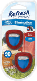 Refresh Your Car Refresh Car Air Freshener and Mini Car Oil Diffuser, Odor Eliminator That Can for Up to 90 Days (Sweet Berries & Fresh Linen)