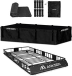 ARKSEN 84" x 39" x 6" Roof Rack Basket with Extension & Waterproof Cargo Bag, 150 lb Heavy-Duty Steel Cargo Carrier, Fits Crossbars up to 1.38" Thick, for SUV & Pickup Truck