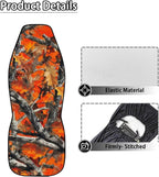 ELEQIN Orange Camo Hunting Car Seat Covers Two Front Only for Car, Automotive Interior Covers, Quick Setup Universal Fit Seat Covers for Car, Truck, SUV