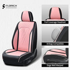 FLORICH Automotive Seat Covers Leather Pink Seat Covers for Cars Front Seats Waterproof Car Seat Cushion Interior Covers Protector Vehicle Seat Cover Universal Fit for Most Car Truck SUV, Black&Pink