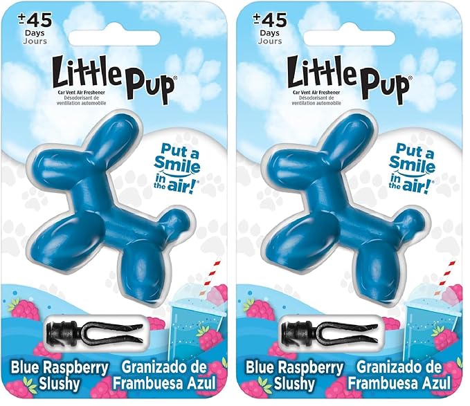 Little Pup 96613 Blue Raspberry Slushy Scent Car Air Freshener A/C Vent Clip Uses Alcohol-Free Fragrance Oil is Non Hazardous and Non Toxic, Pack of 2