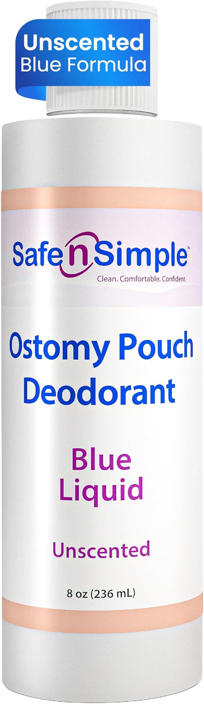 Safe n' Simple Ostomy Deodorant Classic Blue - Odor Eliminator Ostomy - Ostomy Pouch Deodorant - Colostomy Bag Odor Eliminator - Colostomy Bag Deodorizer - 8 Fluid Ounce Drops - Ostomy Accessories