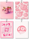 Trendy Pink Disco Strawberry Car Air Freshener 4 Pcs - Preppy Disco Strawberry Lucky 8 Ball Queen Card Hanging Air Freshener for Cars Closet Drawer Books, Girly Car Accessories Mirror Decor for Women