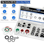 93PCS A/C Compressor Seal Washers Assortment Kit, 9 Sizes Air Conditioning System Compressor Port O-Rings, Replace Universal Automotive Self-Centered Bonded Sealing Washers (ID: 8mm-17.5mm)