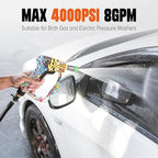 Short Pressure Washer Gun with Swivel 3/8" & M22-14mm Connect High Pressure Washer Handle with 5 Spray Nozzle, 1/4" Quick Connector Coupler Power Washer Gun Compatible with Foam Cannon