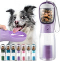 Portable Water Bottle for Dogs, 3 in 1 Pet Travel Bowl Dispenser with Food Treat Container & Poop Bag Holder, Summer Outdoor Walking Hiking Accessories for Large Dog On The Go - Blue, 20oz