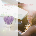 Purple Heart Air Vent Clips Car Air Freshener 2pcs Bling Rhinestone Girly Heart Accessories Car Decor for Women Car Interior Decorations