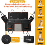 Back Seat Extender for Dogs-Large Space, Dog Car Seat Cover Hard Bottom Holds 420lb, Sturdy Backseat Extender for Dogs, Upgraded Waterproof Pet Car Bed Dog Hammock for Car, SUV, Truck, Orange