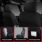 Wrangler Seat Covers 2007-2026 Full Set, Waterproof Leather Interior Sets with Lumbar Support Custom Fit for Jeep Wrangler JK JL 4 Door Unlimited Sahara/Sport/Rubicon X 392 Willys, Black Blue