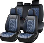 Coverado Leather Seat Covers, Car Seat Covers Full Set, Waterproof Faux Leather Black and Blue Seat Covers, Car Seat Protectors 5 Seats, Automotive Seat Covers Universal Fit for Most Cars SUV Trucks