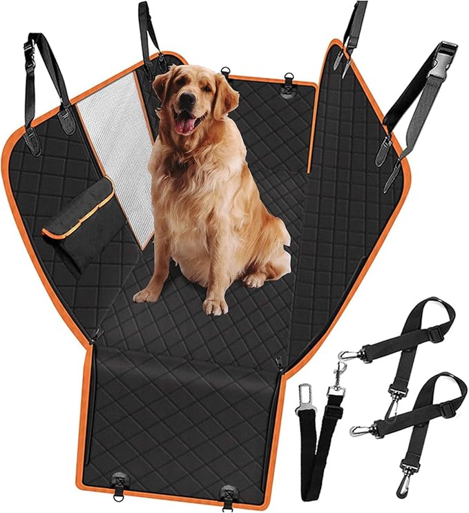 Dog Car Seat Cover for Back Seat with Mesh Window, 600D Heavy Duty Waterproof Hammock, Universal Fit for Cars and SUVs (Standard 56.5"x53")