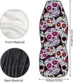 Sugar Skull Car Seat Covers Breathable Front Seat Covers Easy Installation Stretch Polyester Fabric Cover Protection Interior Accessories Universal Fit Most Cars,SUV, Trucks