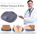 FLORICH Ergonomic Car Seat Cushion and 2-in-1 Lumbar Support Pillow Headrest Memory Foam Car Cushion Back Support Neck Pillow Driving Lumbar Seat Cushion for Truck Driver Sciatica Pain Relief, Blue