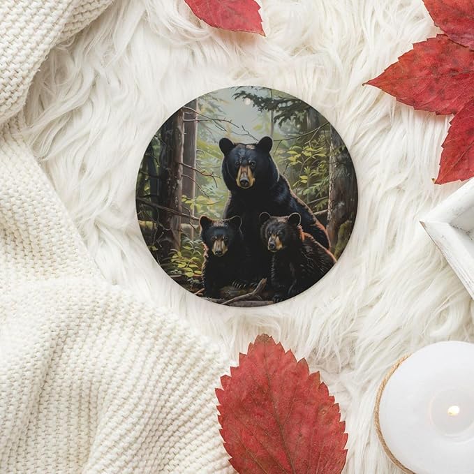 Car Air Fresheners Cards - Set of 4 Pieces with Stylish Black bear family Print - Long-Lasting Fragrance for Your Vehicle