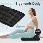 Gel Seat Cushion, Large Gel Cushion Breathable Honeycomb Chair Pads Gel Cushion with Non-Slip Cover for Home Office Chair Car Seat Wheelchair Absorbs Body Pressure Points, As Seen on TV (Black)