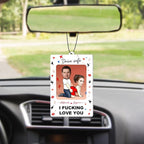 Personalized Valentine's Day Car Air Freshener with Pictures, I Love You, Drive Safe, Fun Couple Gift, Hanging 2Pack