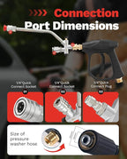 Sakertool Foam Cannon Dual Connector Accessory for Pressure Washer Kit,Car Wash Foam Gun - Power Washer Accessories Gun with Foam Cannon Dual Connector for cleaning - 5 Power Washer Sprayer Nozzles