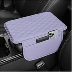 Upgraded Car Center Console Cover,Microfiber Leather Car Armrest Cover Cushion with 2 Storage Bags,Universal Cars Armrest Storage Box Cars Interior Accessories for Most Vehicles (Purple)