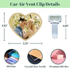 Personalized Car Air Freshener with Photo – Custom Rhinestone Vent Clip & Heart-Shaped Acrylic Picture Frame for Car Interior Decoration Accessories (Champagne, One Size)