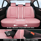 Coverado Car Seat Covers Full Set, Automotive Front and Rear Seat Covers with Backrest, Nappa Leather Car Seat Protectors Waterproof, Universal for Most Vehicles, Pink