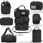 6 Pack Tactical Molle Car Seat Back Organizer - Tactical Vehicle Panel Organizer with 5 Detachable Molle Pouch,US Flag Patch and Keychain,Great Trunk Accessories for Man