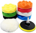 OCR 10Pcs 4 inch Car Polishing Pad Kit, Sponge and Wool Polishing Pad Set with M10 Drill Adapter, Car Buffer Polisher Drill Buffing Kit for Polishing,Waxing,Sealing Glaze
