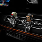 Pilot Car Air Freshener, Cute Bear Car Vent Clip Air Freshener Automotive Air Outlet Fan Diffuser, Automotive Interiors Vent Decoration (Shake Head Style - Black)