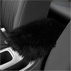 Soft Car Center Console Cover,Fluffy Arm Rest Cover for Car with Elastic Straps to Relieve Fatigue,Cars Armrest Cushion Universal Cars Decorations for Vehicles SUVs Trucks (Black)