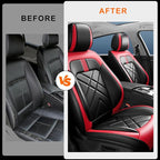 CX-50 Car Seat Covers Fit for Mazda CX-50 2023-2026, Full Coverage Premium Leather Waterproof Breathable Seat Covers, Automotive Seat Protectors, Airbag Compatible(2 Front Seats, Black & Red)