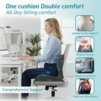 Ergonomic Seat Cushion,Office Chair Cushion with Lumbar Support Pillow,Car Orthopedic Seat Cushions,Designed for Sciatica,Tailbone,Back Pain Relief,for Office,Car,Truck,Home,Desk Chair