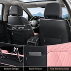 FLORICH Automotive Seat Covers Leather Pink Seat Covers for Cars Front Seats Waterproof Car Seat Cushion Interior Covers Protector Vehicle Seat Cover Universal Fit for Most Car Truck SUV, Black&Pink