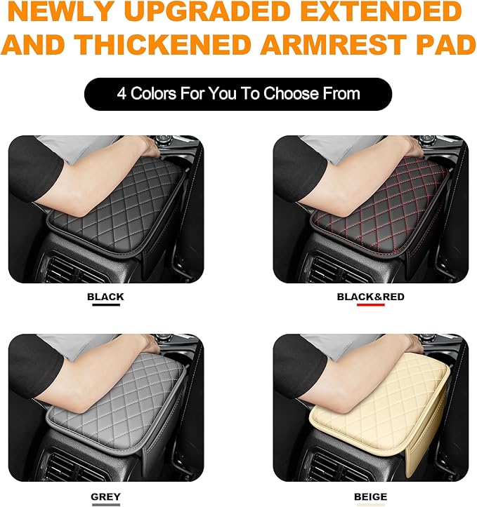 Center Console Cover for Cars Fit for Jeep Cherokee Compass Gladiator Liberty Patriot Renegade Wrangler Leather Armrest Covers with 2 Storage Bags(Grey)
