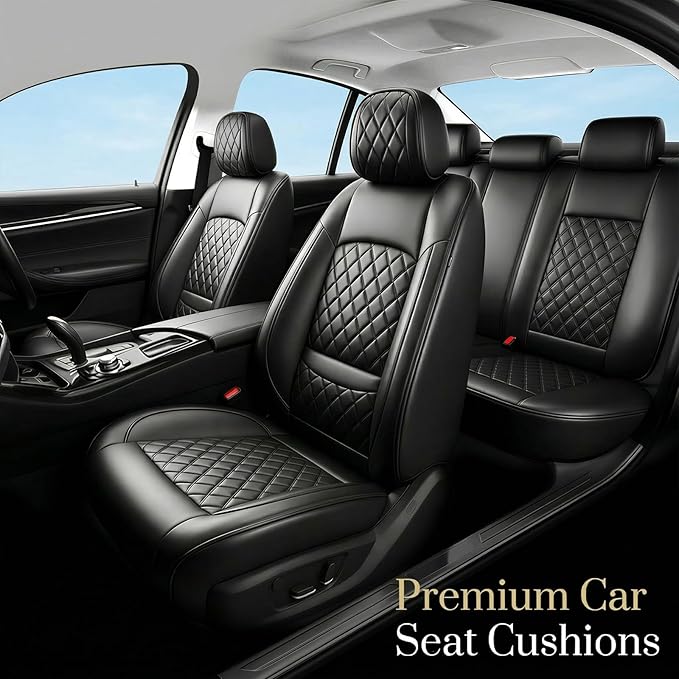 Fit for Santa Cruz Seat Covers Compatible with Hyundai Santa Cruz 2022-2026 - Waterproof Breathable Leather Automotive Seat Cushions Protector,Airbag Compatible,Full Set 5 Seats(Black)