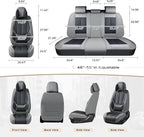 Coverado Seat Covers Full Set, 5 Seats Seat Covers for Cars, Waterproof Nappa Leather Car Seat Covers with Head Pillow, Seat Protectors Car Seat Cushion Universal Fit for Most Cars (Gray&Black)