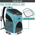PetAmi Small Dogs and Cat Backpack Carrier, Airline Approved Pet Backpack Carrier, Ventilated, Safety Strap, Buckle Support Designed for Hiking Travel Camping Outdoor, Max 18 lbs (Sea Blue)