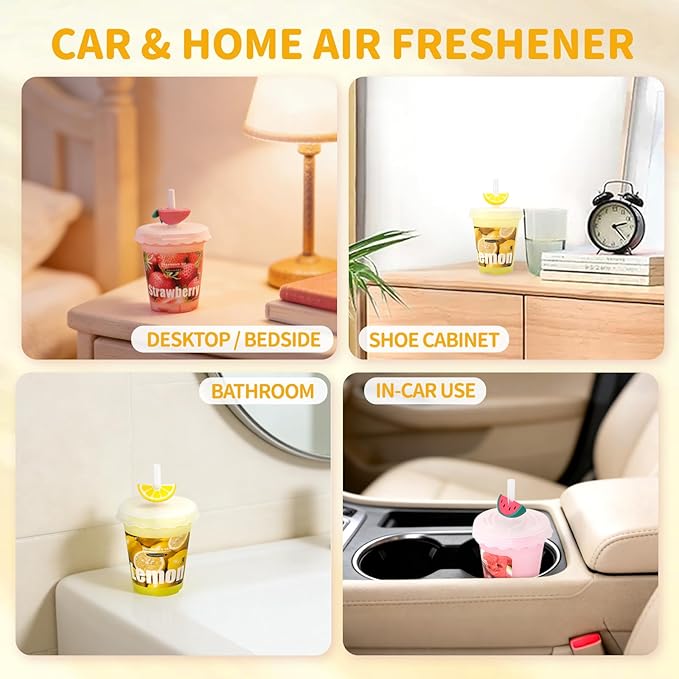 Diffusers for Home Strawberry Scent 2 Pack, Bathroom Diffuser Fruit Cup Shape for Office, Air Freshener Diffuser Gel Leak-Proof Car & Room, Bathroom Scent Diffuser for Friends and Family