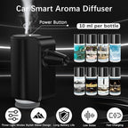 Smart Car Air Freshener, Car Air Freshener Diffuser with 3 Adjustable Light Modes, Rechargeable Aromatizante para Carro with 8pcs Essential Oil, Long-Lasting, Black