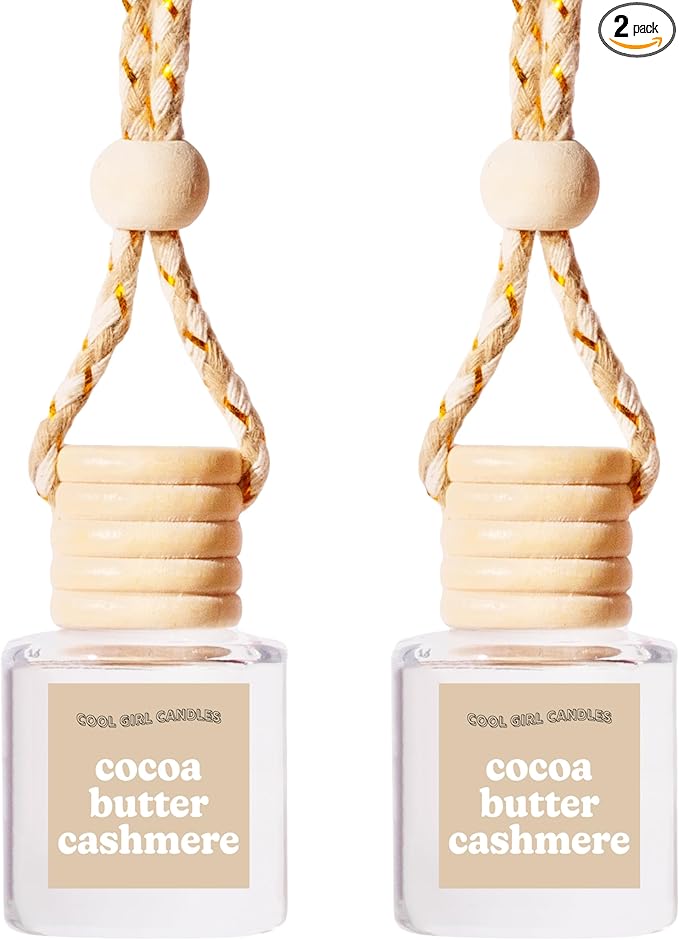 COOLGIRLCANDLES Cocoa Butter Cashmere Car Hanging Fragrance Oil Air Freshener for Essential Oils, Scents Aromatherapy Automobile Diffuser, Long Lasting Car Diffuser Bottle