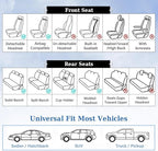 Coverado Car Seat Covers Full Set, Beige Car Seat Covers, Luxury Leather Car Seat Cover with Carbon Fiber Textured Design, Spill-Proof Seat Cushions, Automotive Seat Cover Universal Fit Most Cars