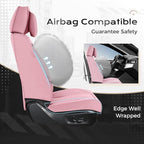 Coverado Seat Covers, Car Seat Covers Front Seats, Car Seat Cover, Car Seat Protector Waterproof, Seat Cushion Nappa Leather with Head Pillow, Carseat Cover Universal Fit for Most Cars (Pink)