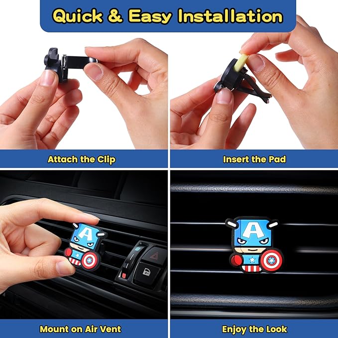 3-Pack Super Hero Gift Set Air Vent Decoration - Cute Marvel/DC Super Hero Decorative Vent Clip for Cars, Home or Office [Batman, Captain America, Iron Man]