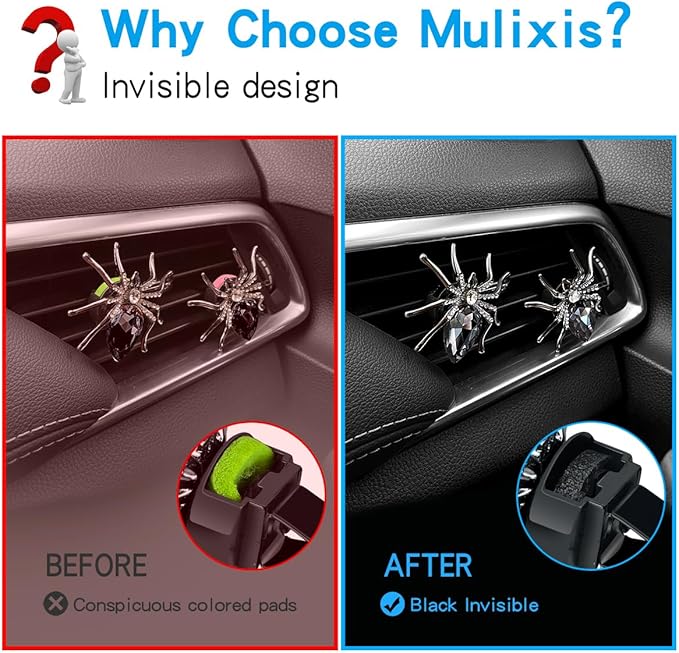 Mlulixis 2 Pack Luxury Car Vent Clips Air Freshener Exaggerate Spider Air Fresheners for Car Vent Accessories Aesthetic Cool Car Accessories