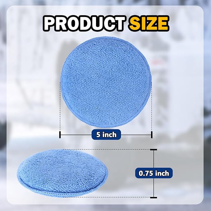 AIDEA Car Wax Applicator Pad, Microfiber Applicator Pad for Buffing & Detail Polishing, 12PK Round Foam Pads for Car Cleaning and Fine Polishing, 5 Inch