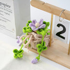 Crochet Plant Car Air Freshener, Cute Car Rearview Mirror Decor Hanging Ornament, Purple Flowers Knitted Handmade Auto Interior Accessories for Women (Purple Flowers)